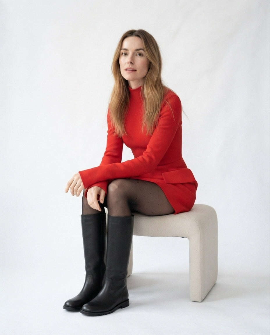 Mock Neck Peplum Mini Dress