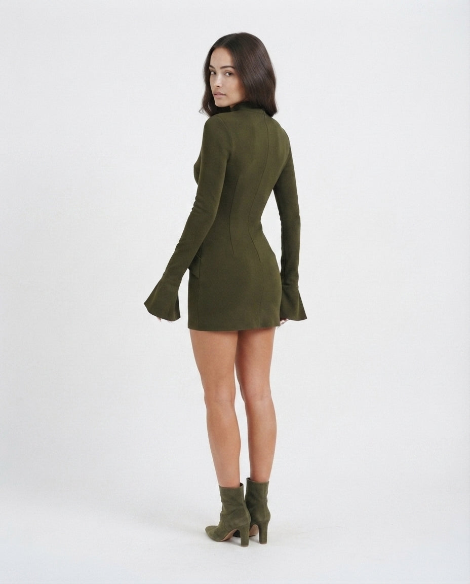 Mock Neck Peplum Mini Dress