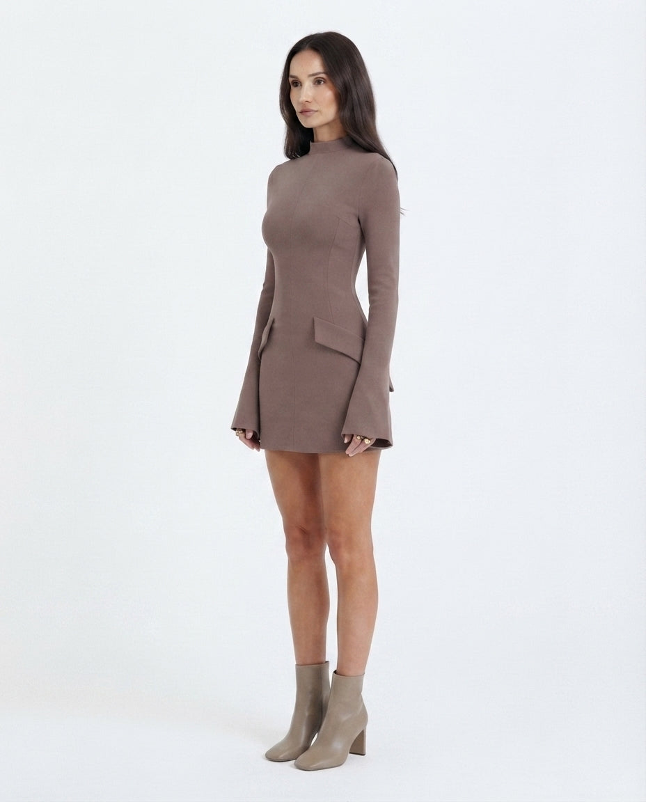 Mock Neck Peplum Mini Dress