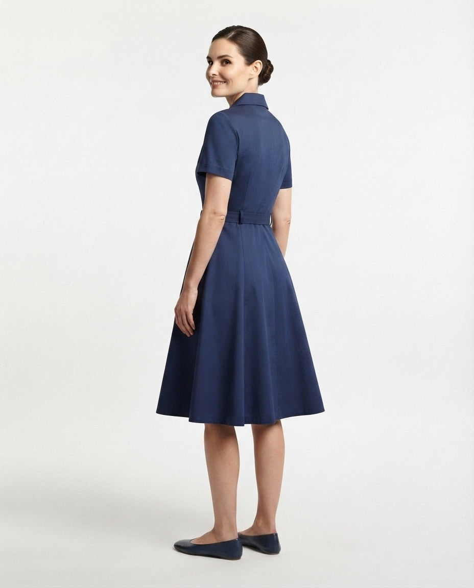 Belted Button Down Midi Dress