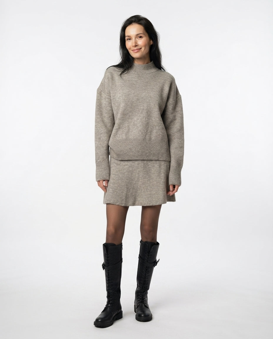 Ribbed Knit Sweater Skirt Set