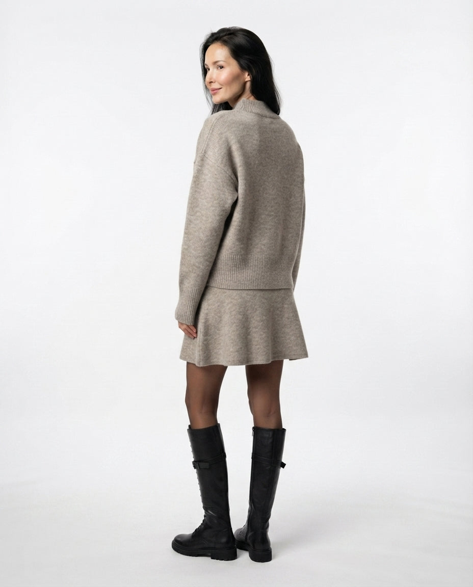 Ribbed Knit Sweater Skirt Set