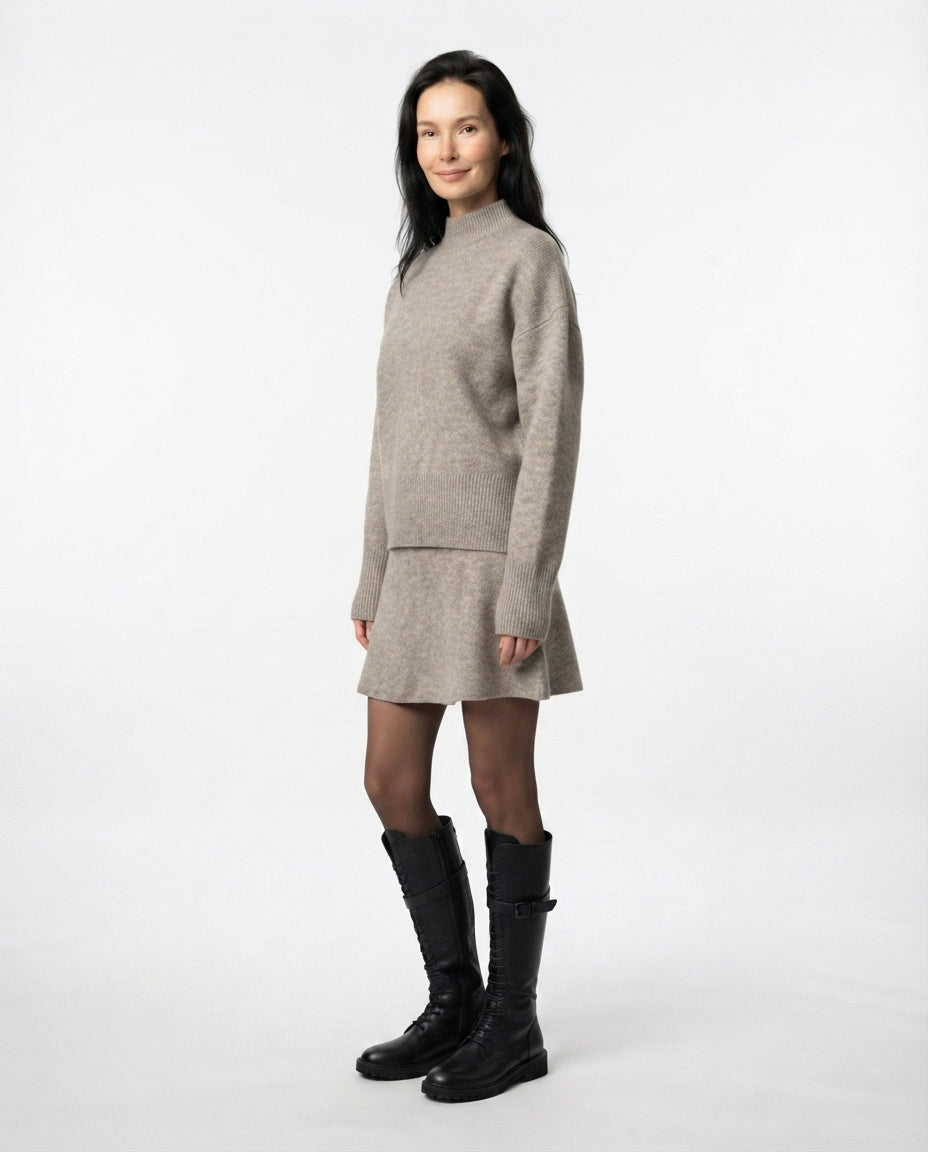 Ribbed Knit Sweater Skirt Set