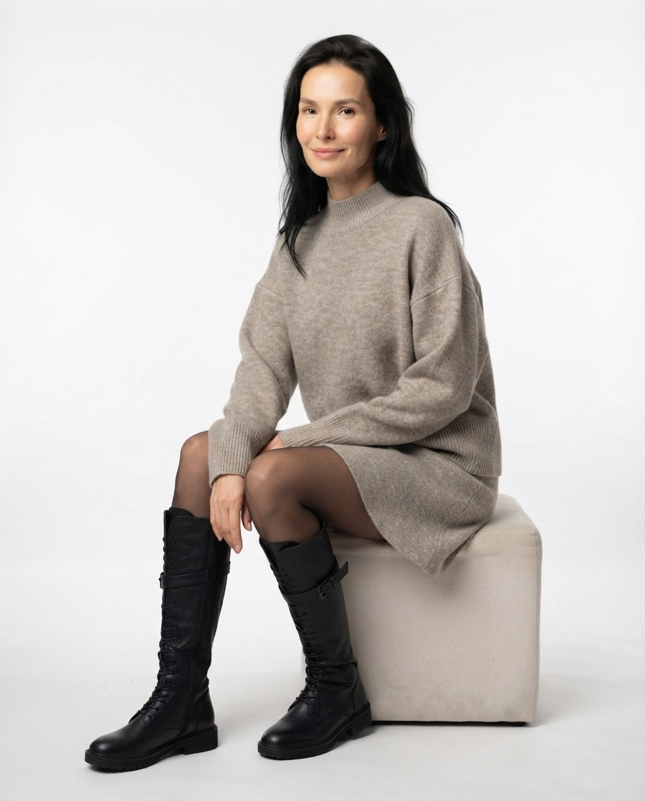 Ribbed Knit Sweater Skirt Set