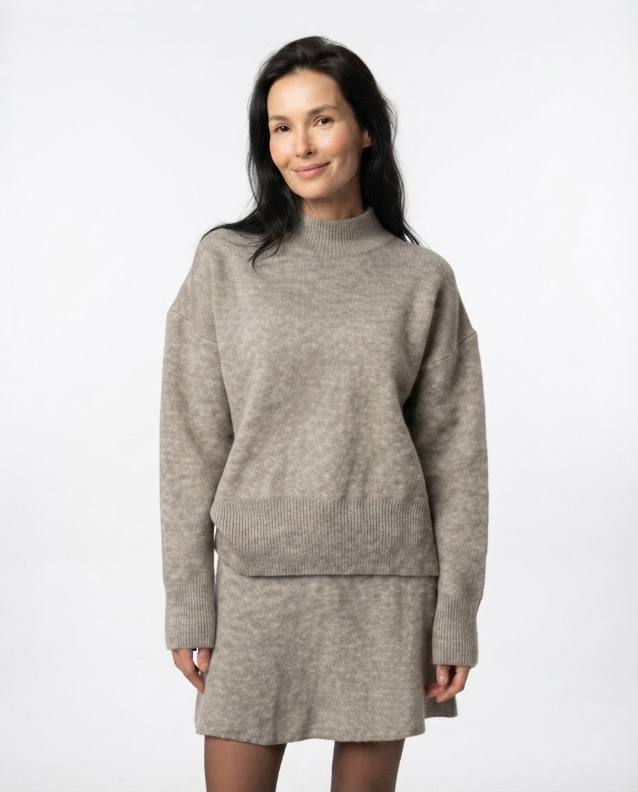 Ribbed Knit Sweater Skirt Set