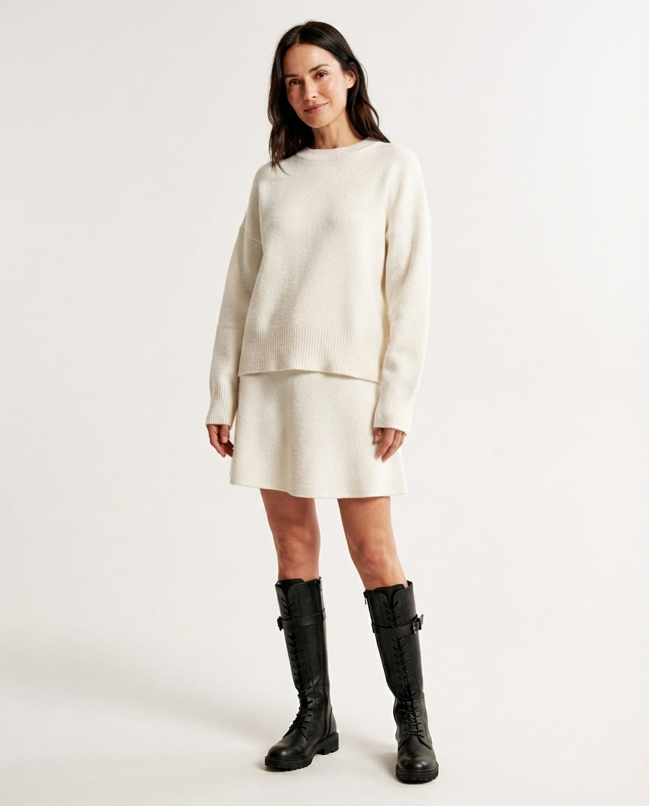 Ribbed Knit Sweater Skirt Set