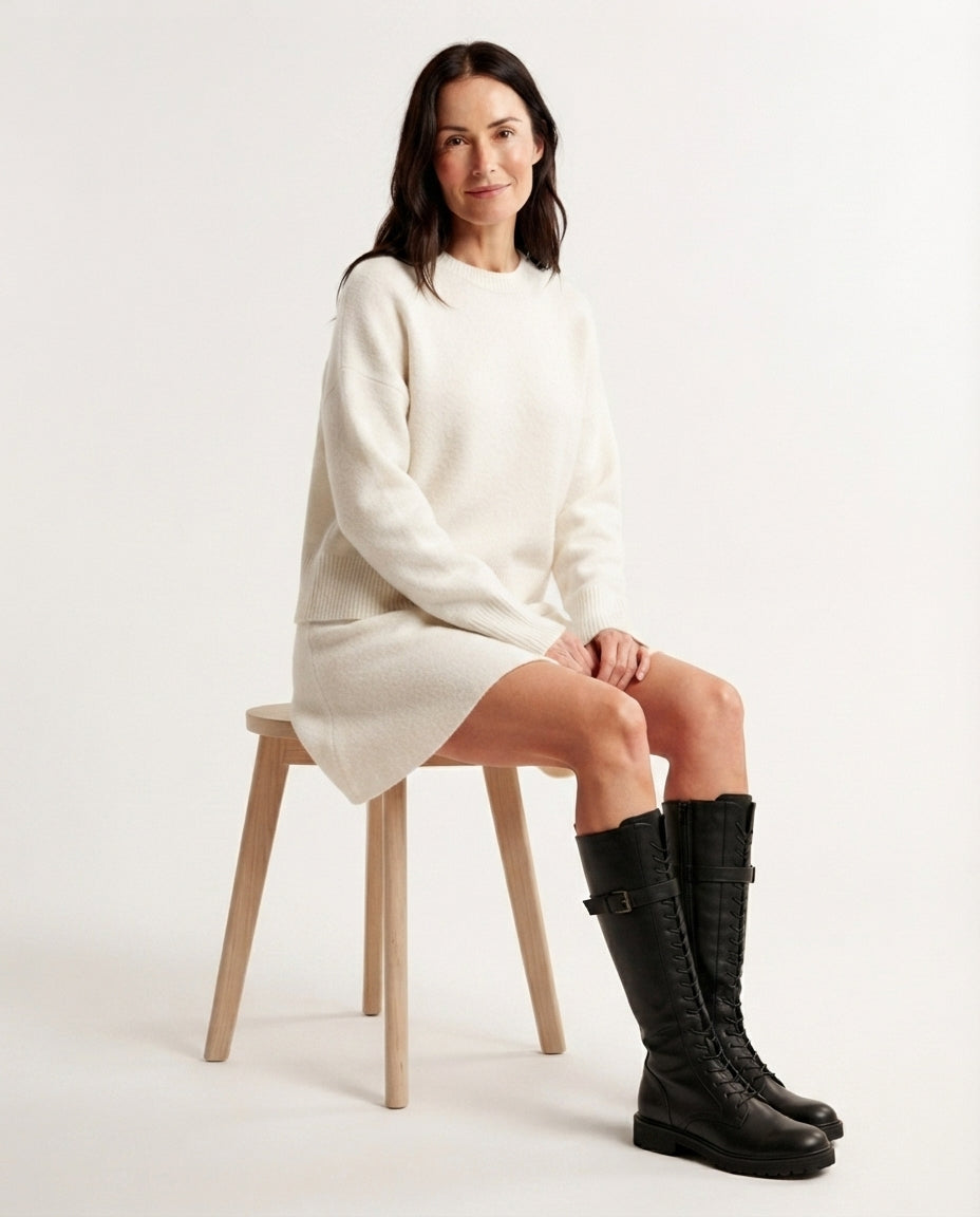 Ribbed Knit Sweater Skirt Set