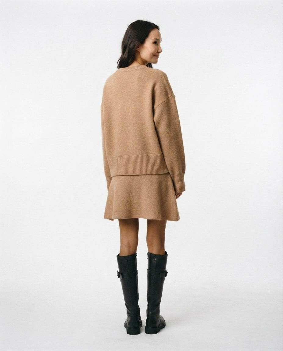 Ribbed Knit Sweater Skirt Set