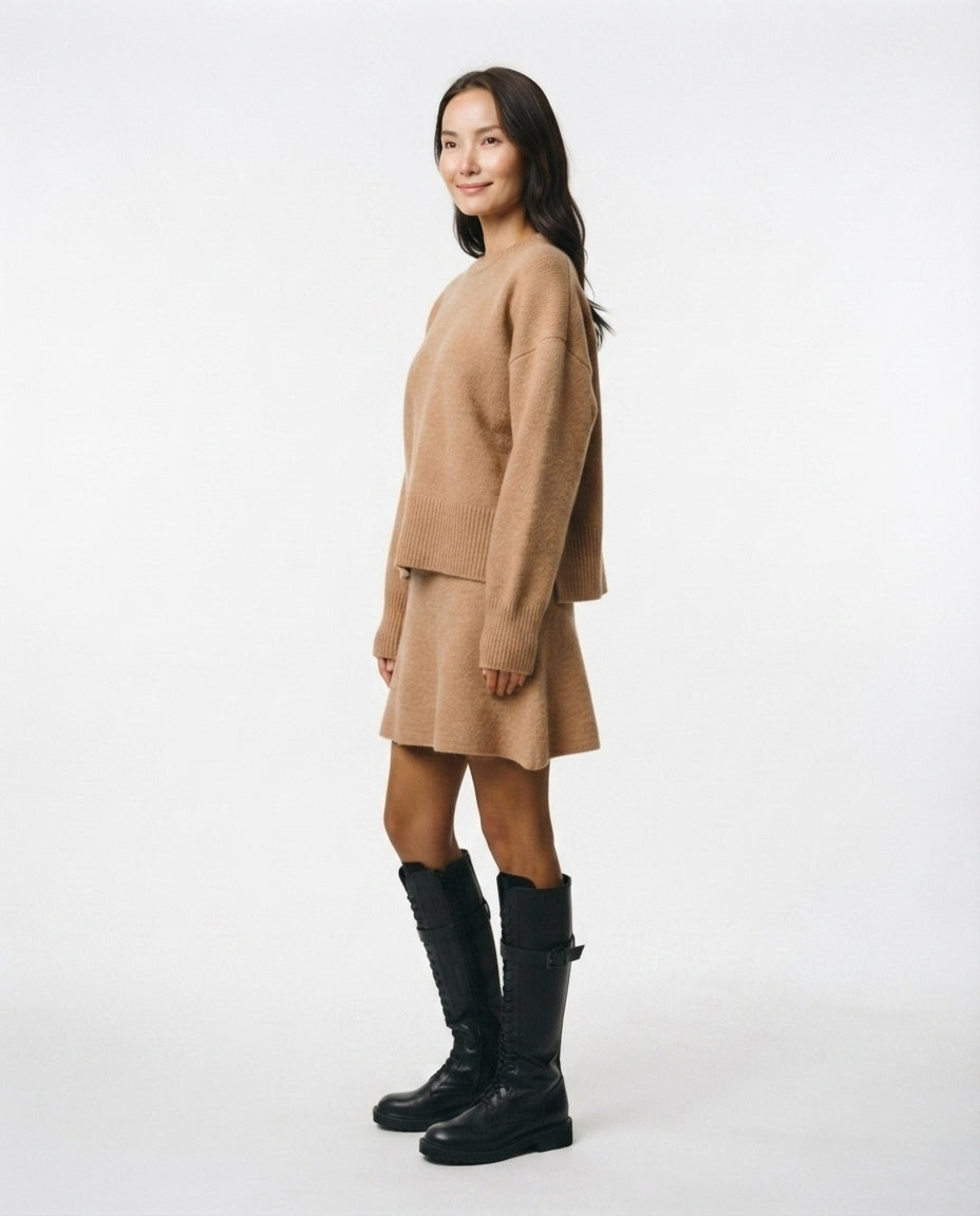 Ribbed Knit Sweater Skirt Set