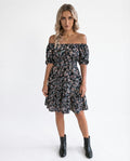 Off Shoulder Smocked Midi Dress
