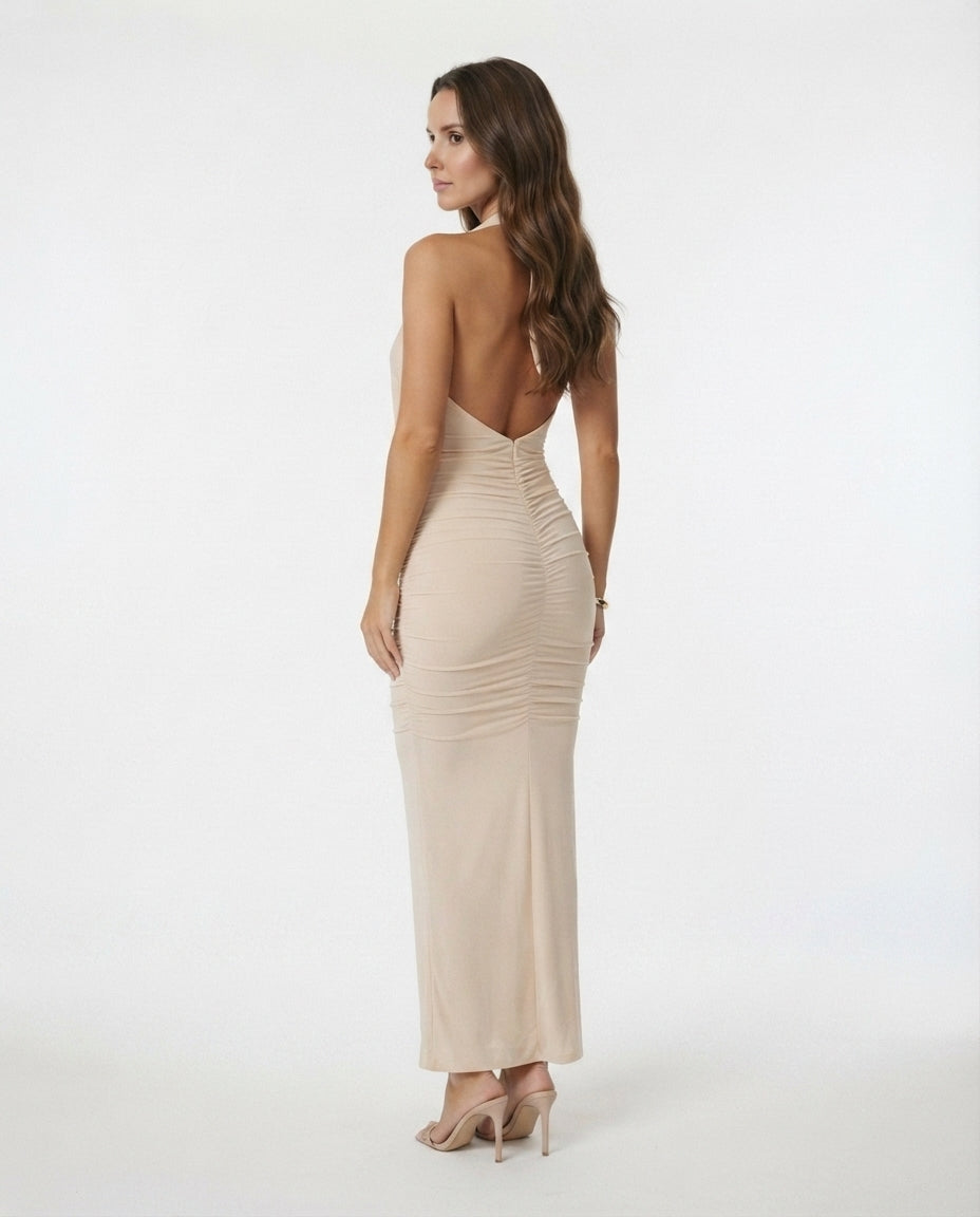 Cowl Neck Halter Maxi Dress