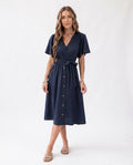 Wrap Front Midi Dress