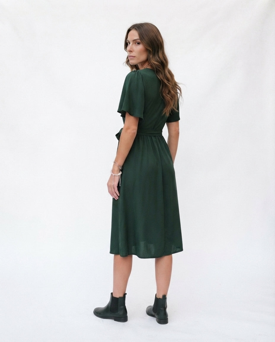 Wrap Front Midi Dress