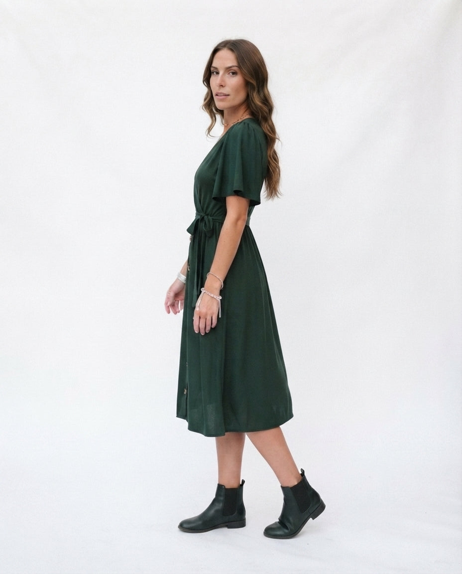 Wrap Front Midi Dress