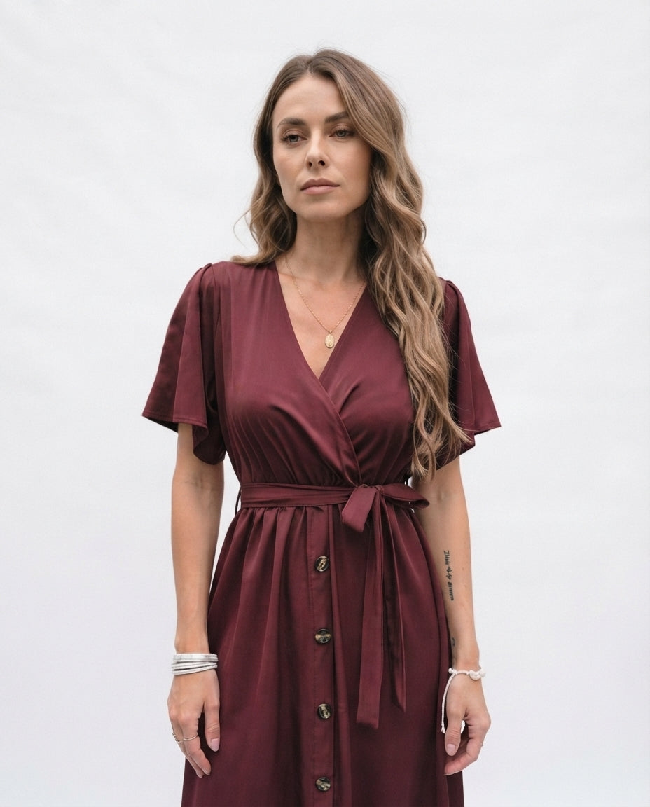 Wrap Front Midi Dress