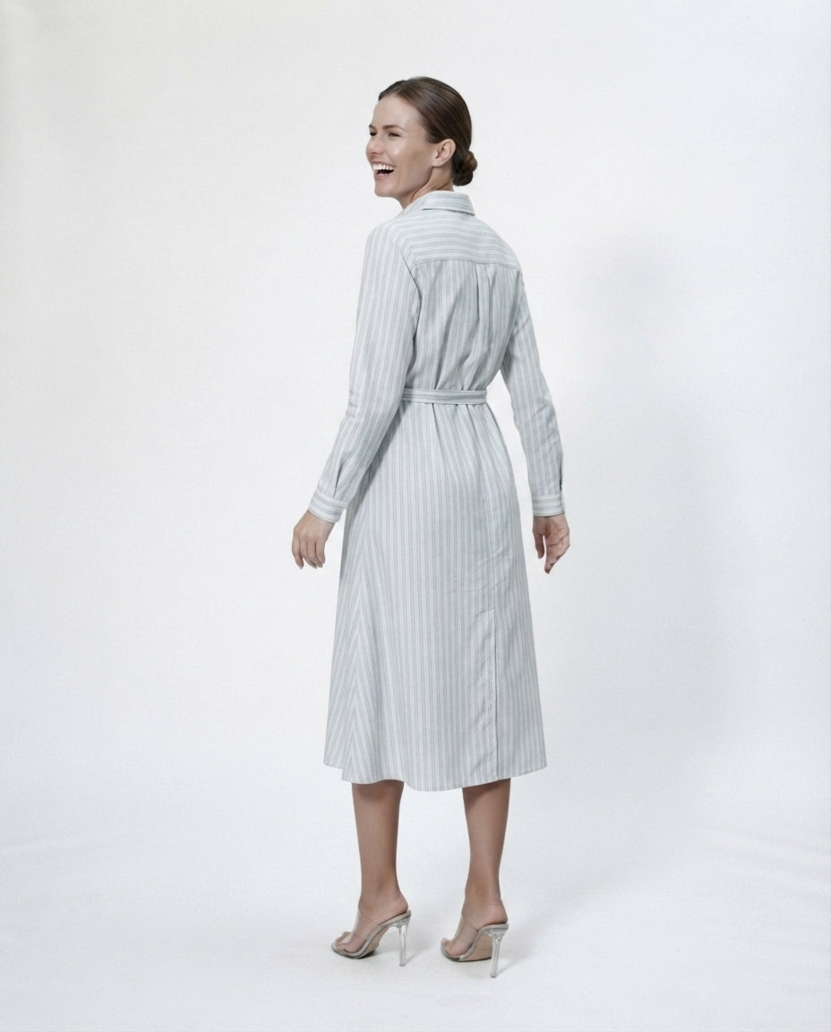 Striped Button Down Shirt Dress