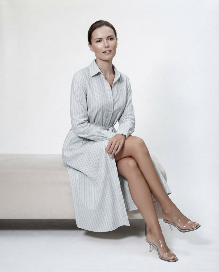 Striped Button Down Shirt Dress