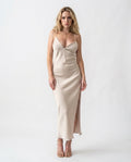 Satin V Neck Maxi Dress