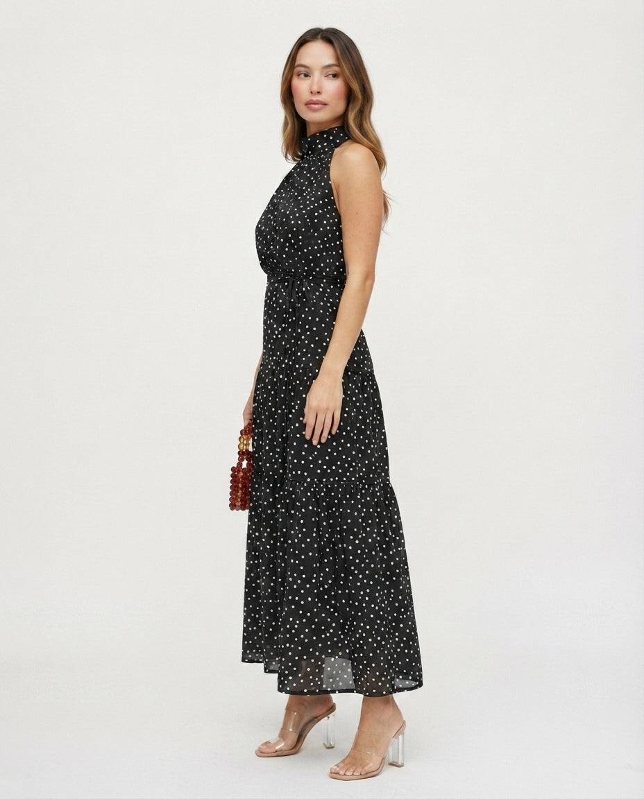 Halter Neck Tiered Midi Dress