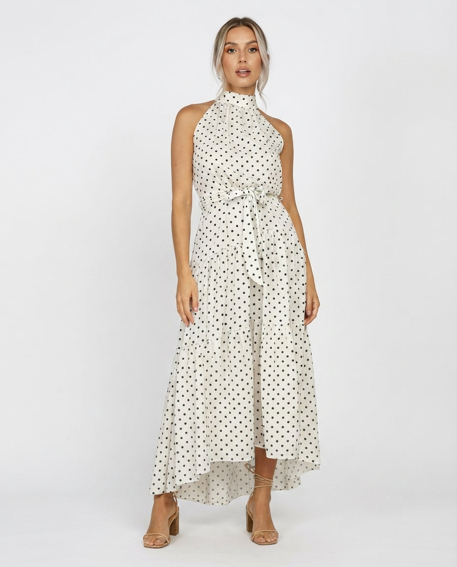 Halter Neck Tiered Midi Dress