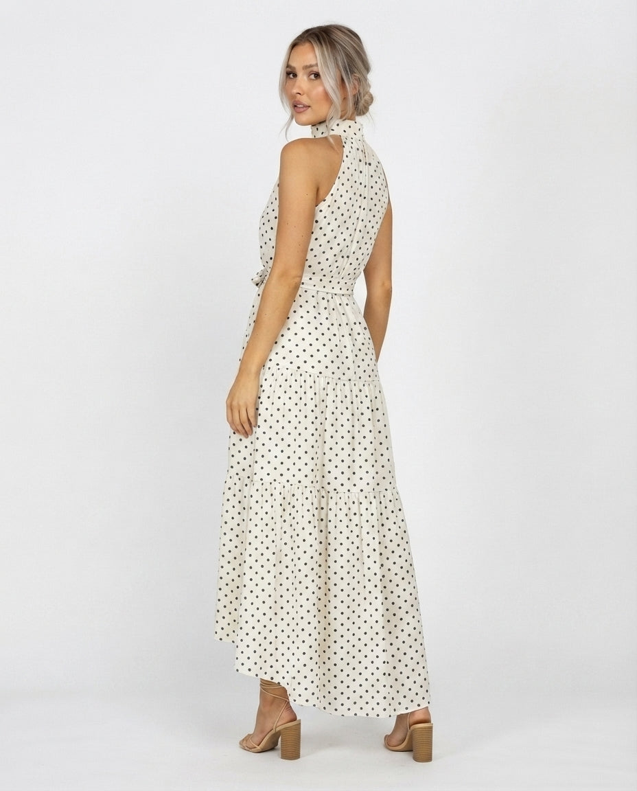 Halter Neck Tiered Midi Dress
