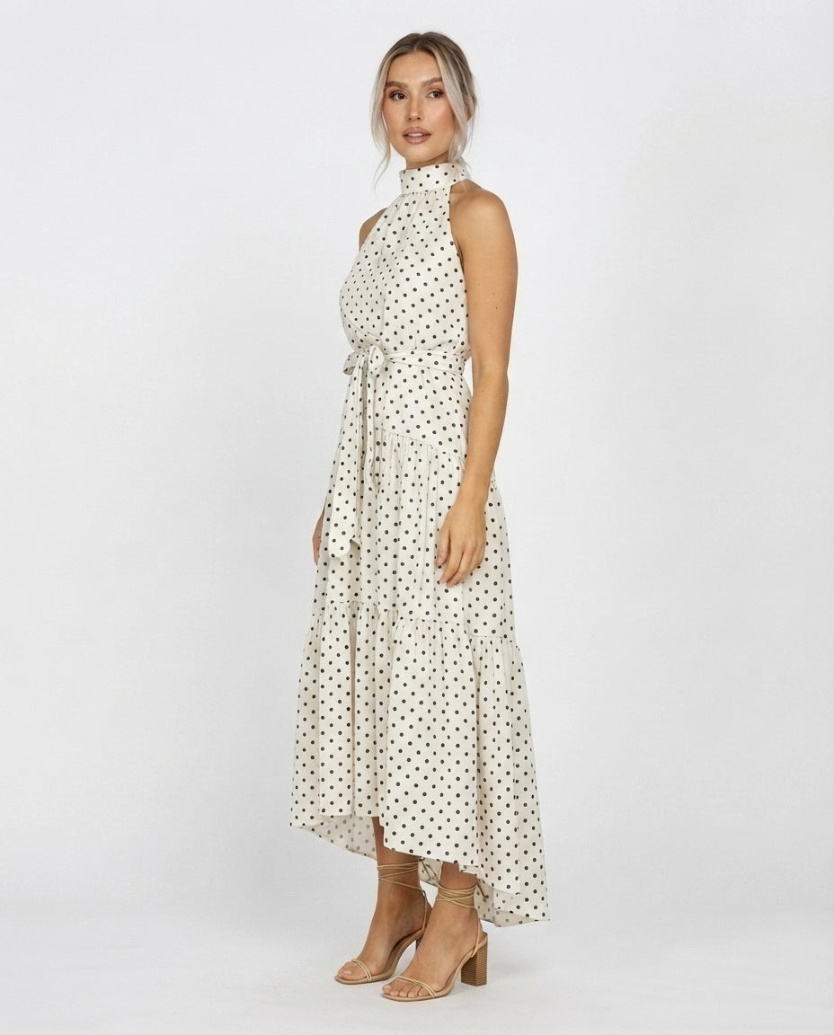 Halter Neck Tiered Midi Dress