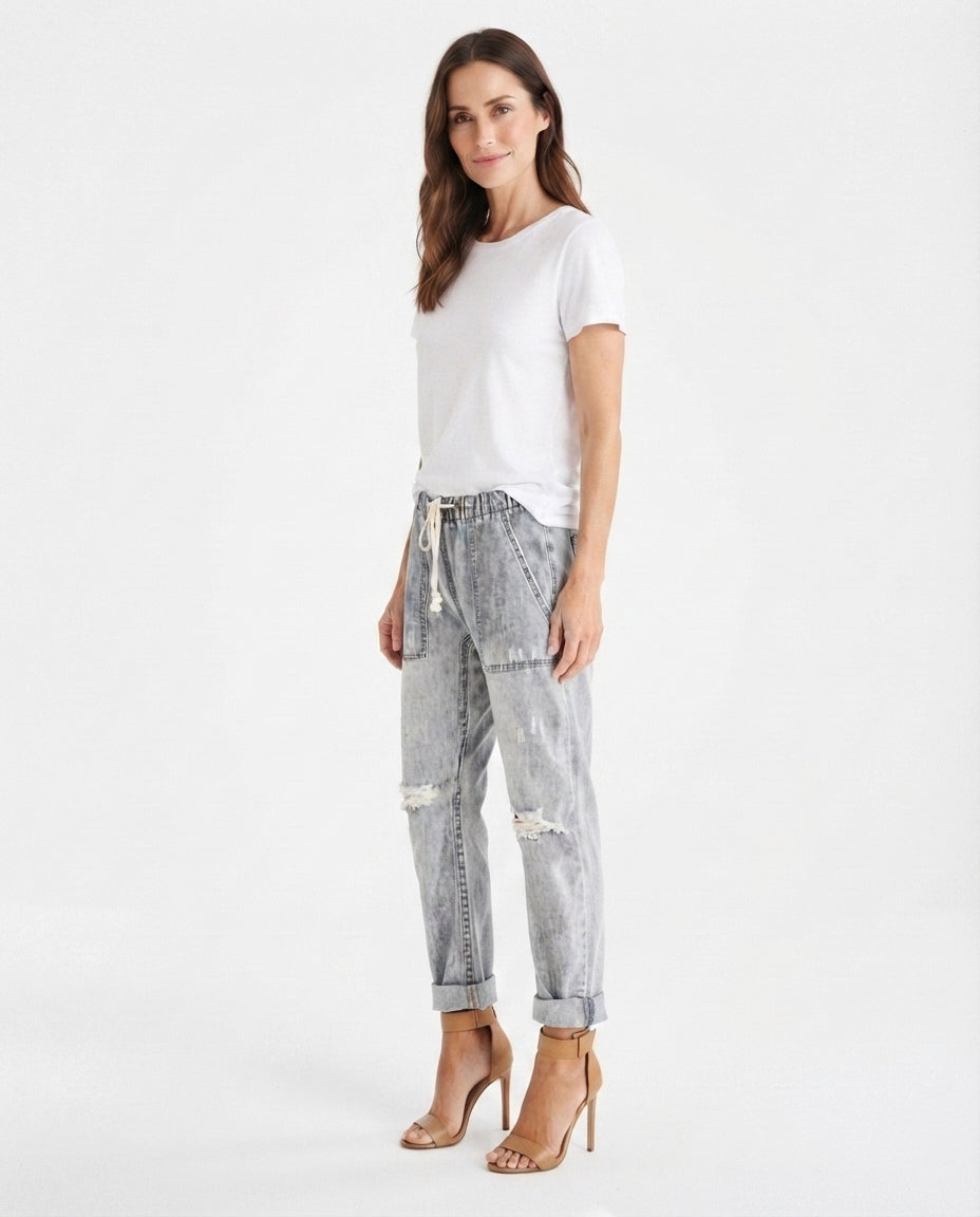 Drawstring Denim Trousers