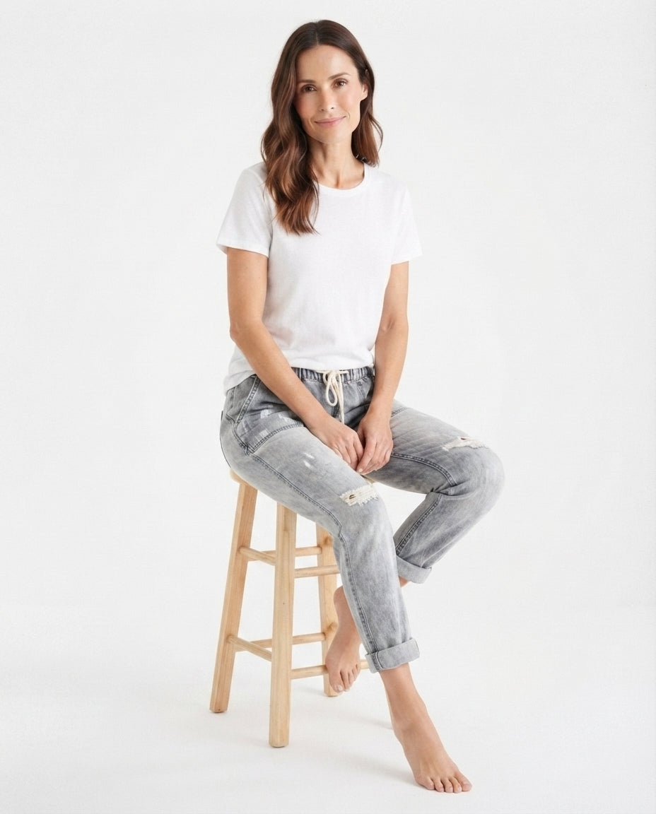 Drawstring Denim Trousers