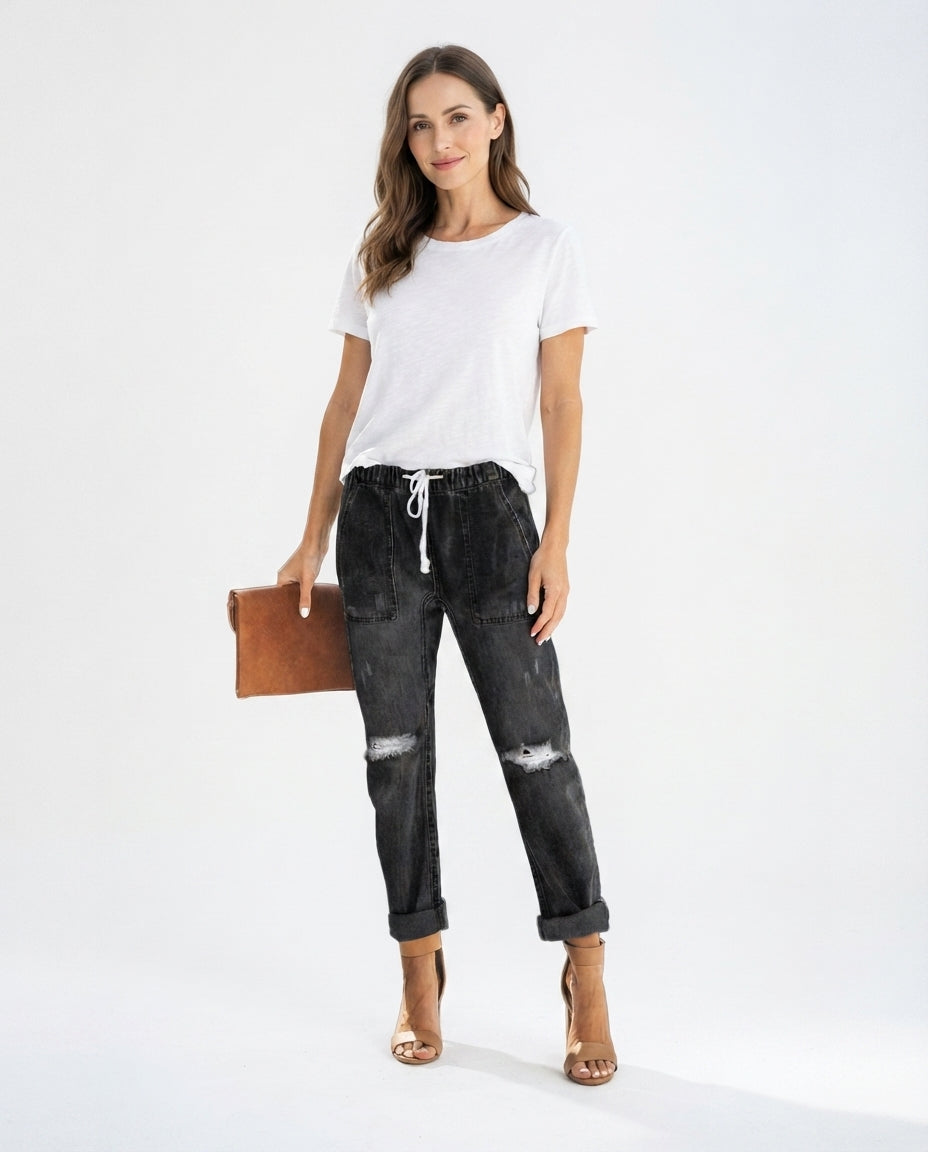 Drawstring Denim Trousers