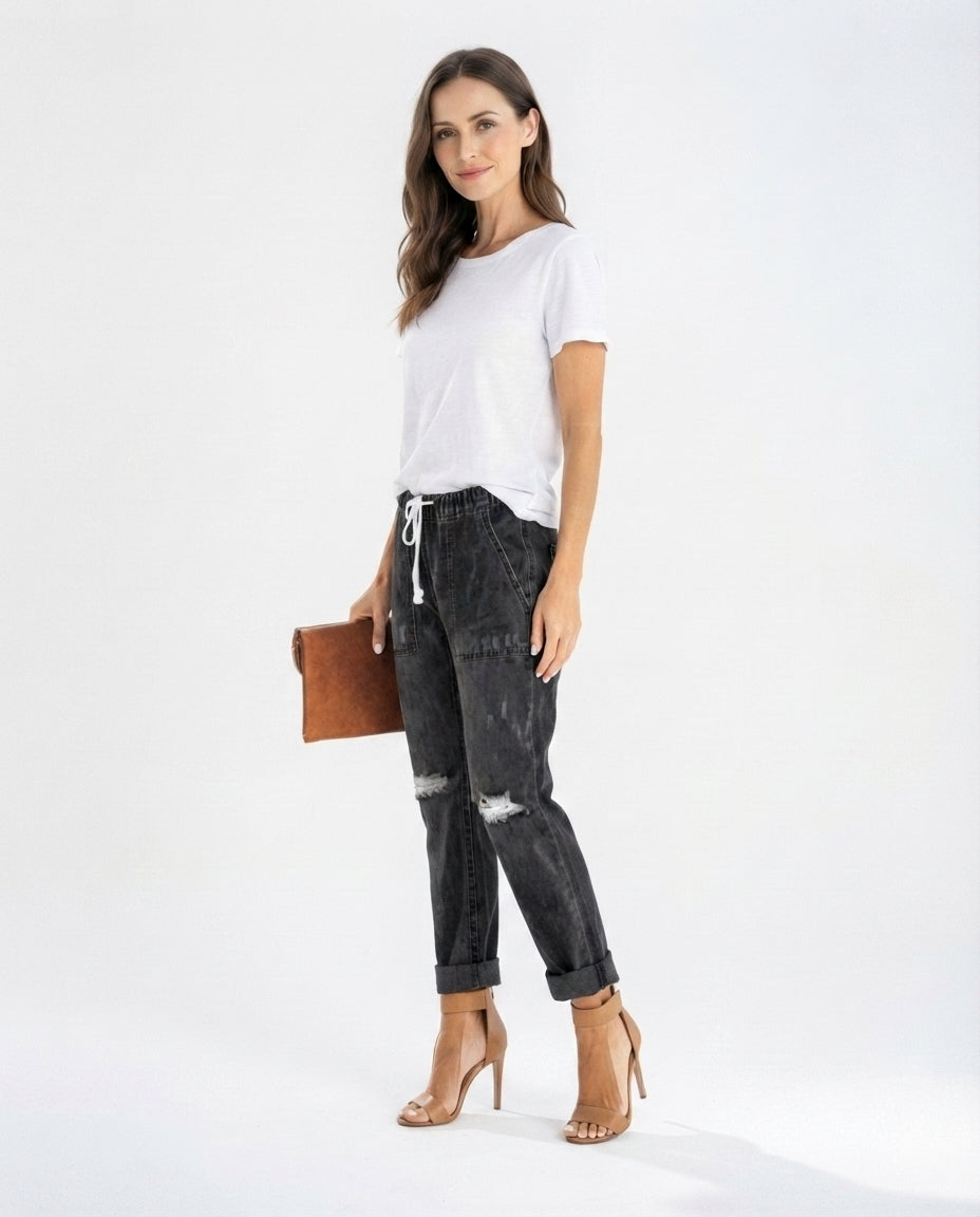Drawstring Denim Trousers
