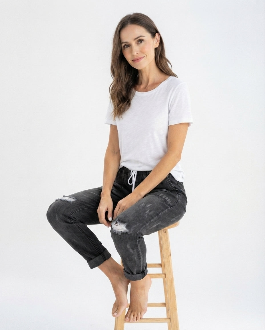 Drawstring Denim Trousers