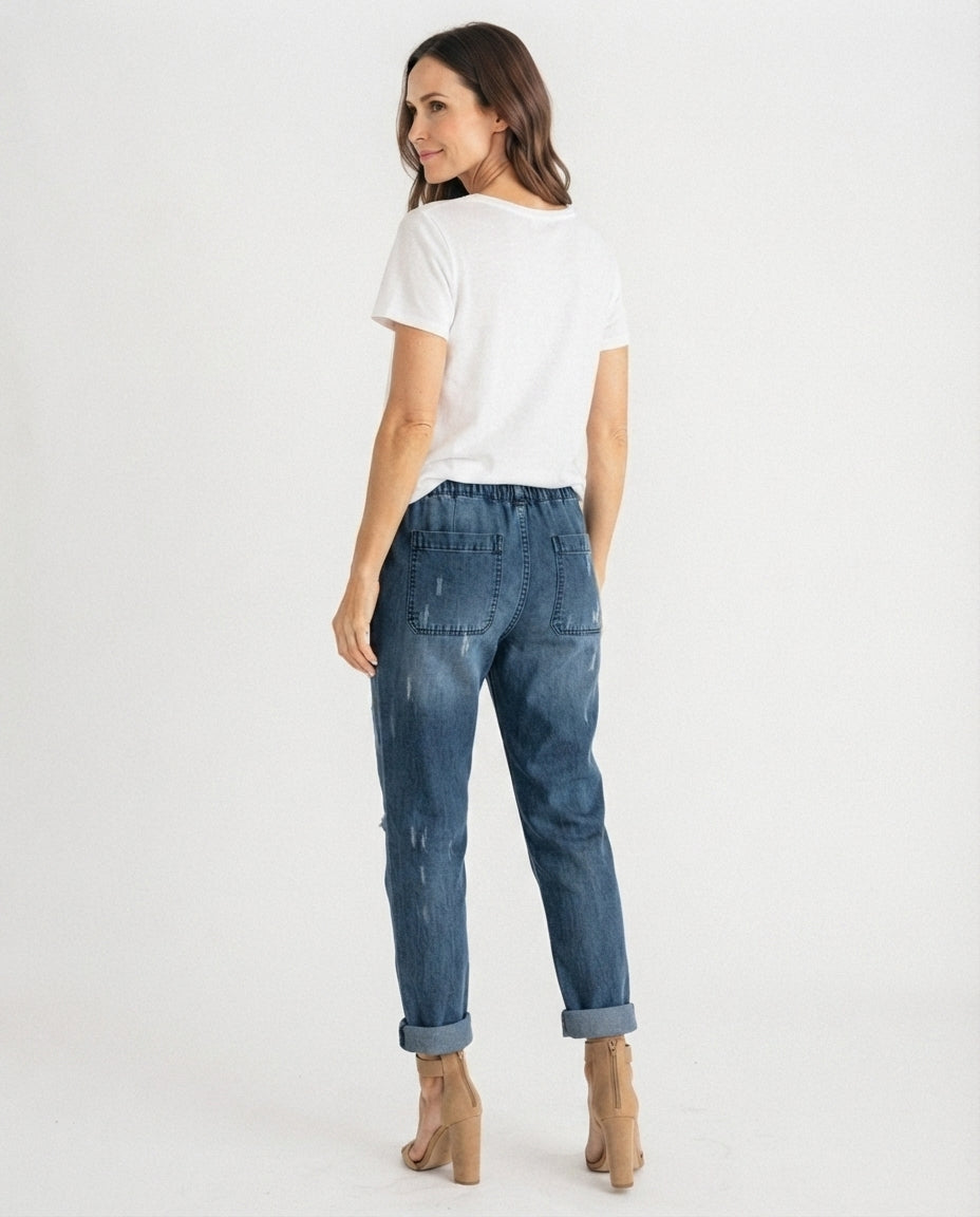 Drawstring Denim Trousers