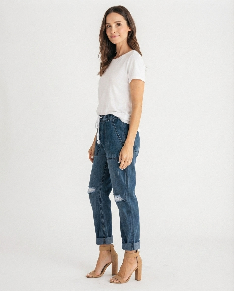 Drawstring Denim Trousers