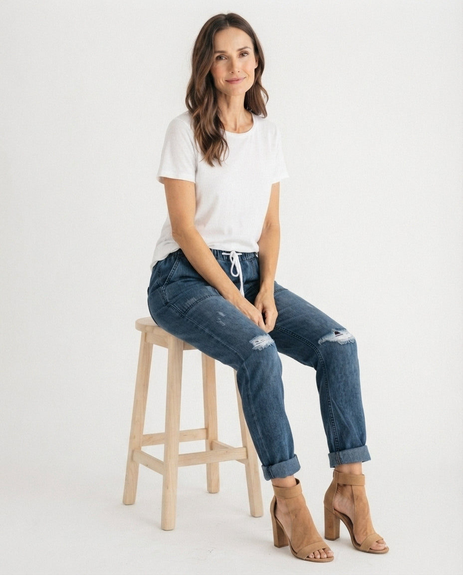 Drawstring Denim Trousers