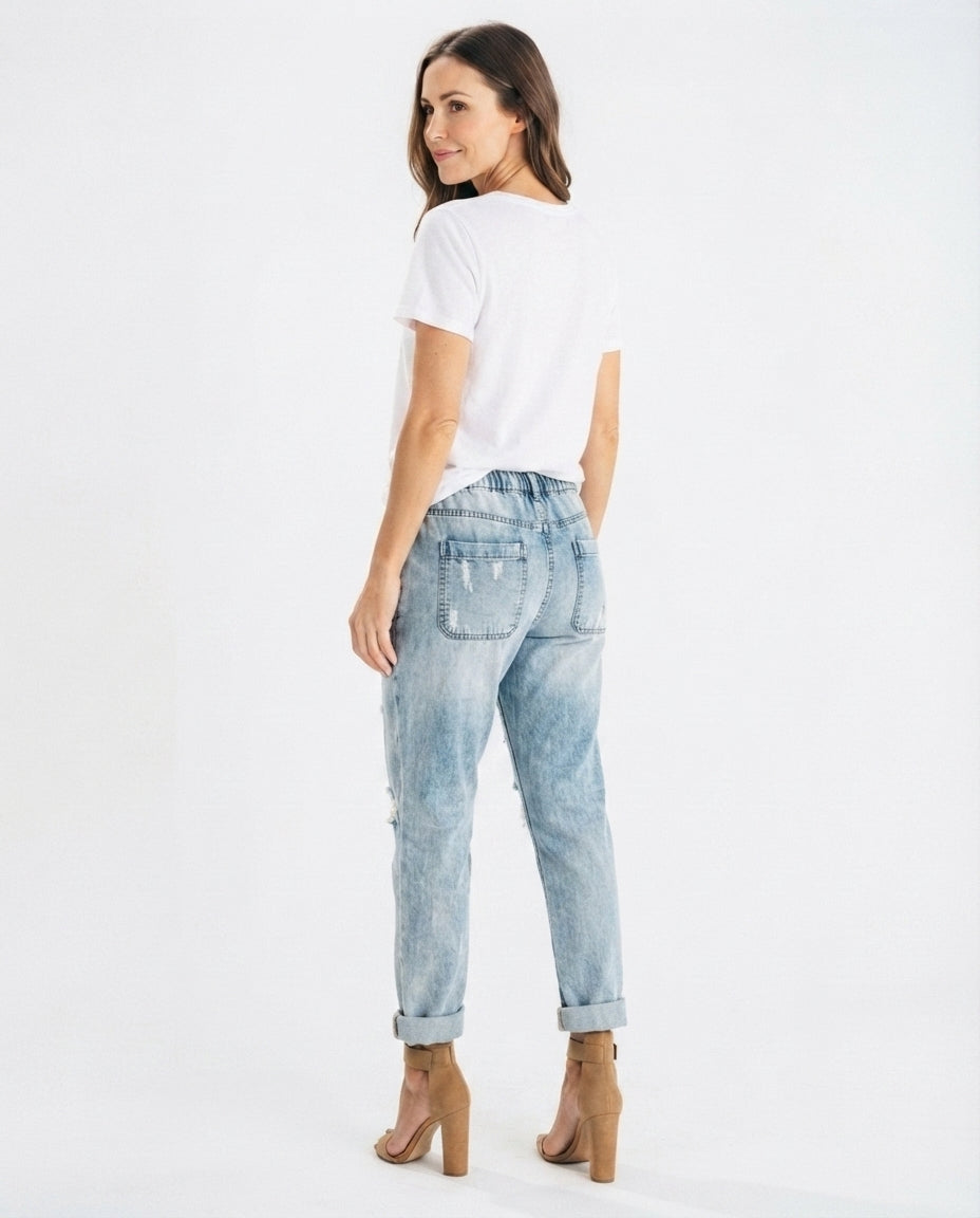 Drawstring Denim Trousers