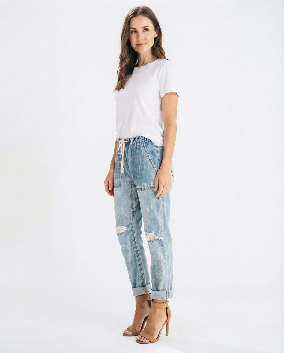 Drawstring Denim Trousers