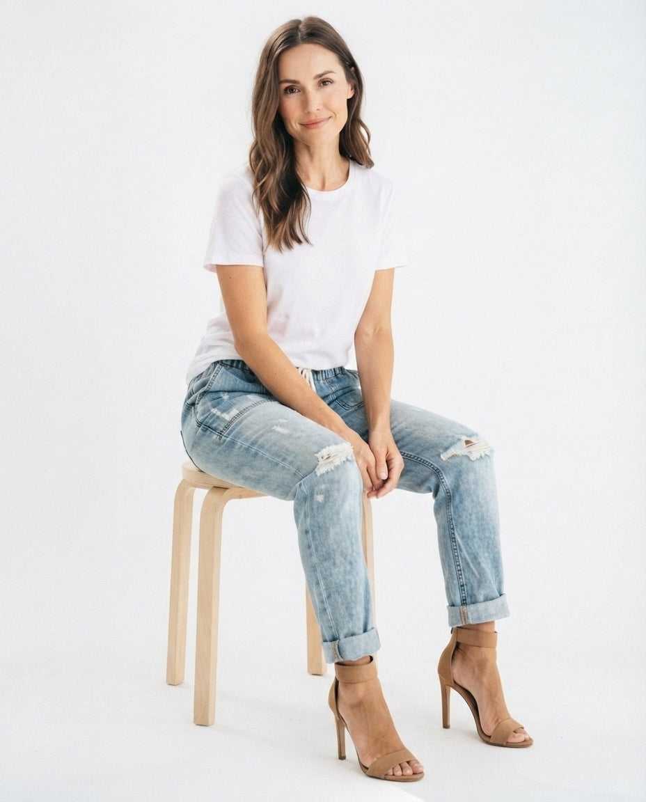 Drawstring Denim Trousers