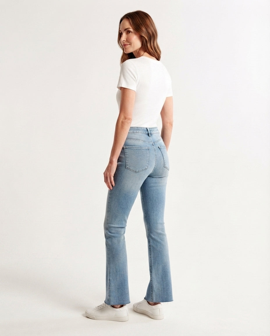 High Waist Button Fly Flare Jeans