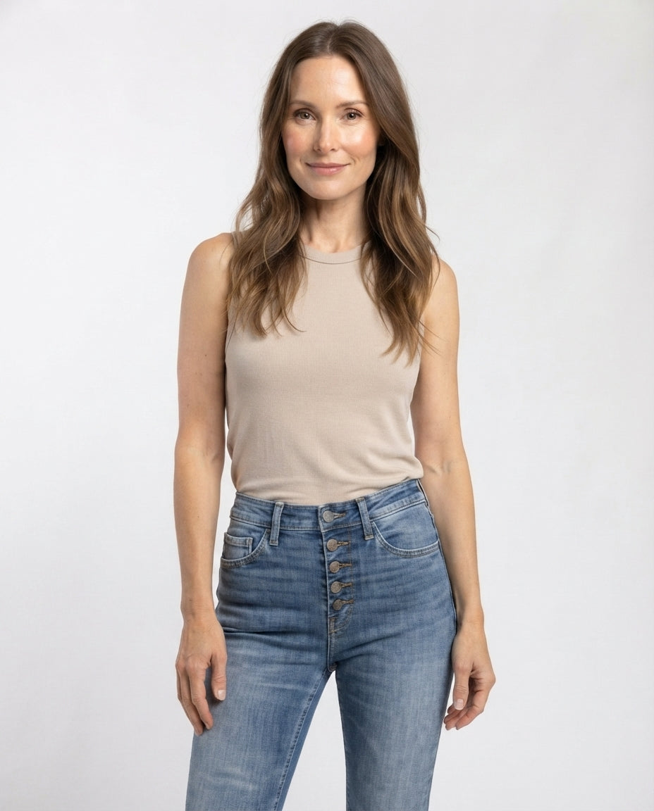 High Waist Button Fly Flare Jeans