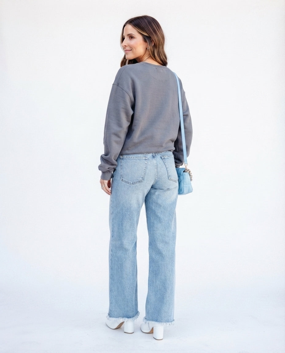 High Rise Wide Leg Denim Jeans