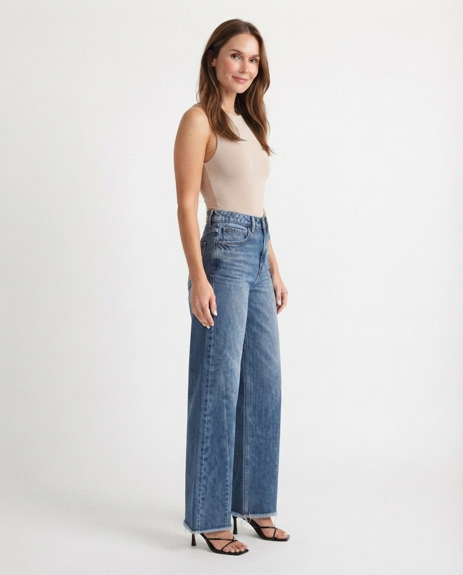 High Waist Wide Leg Denim Jeans