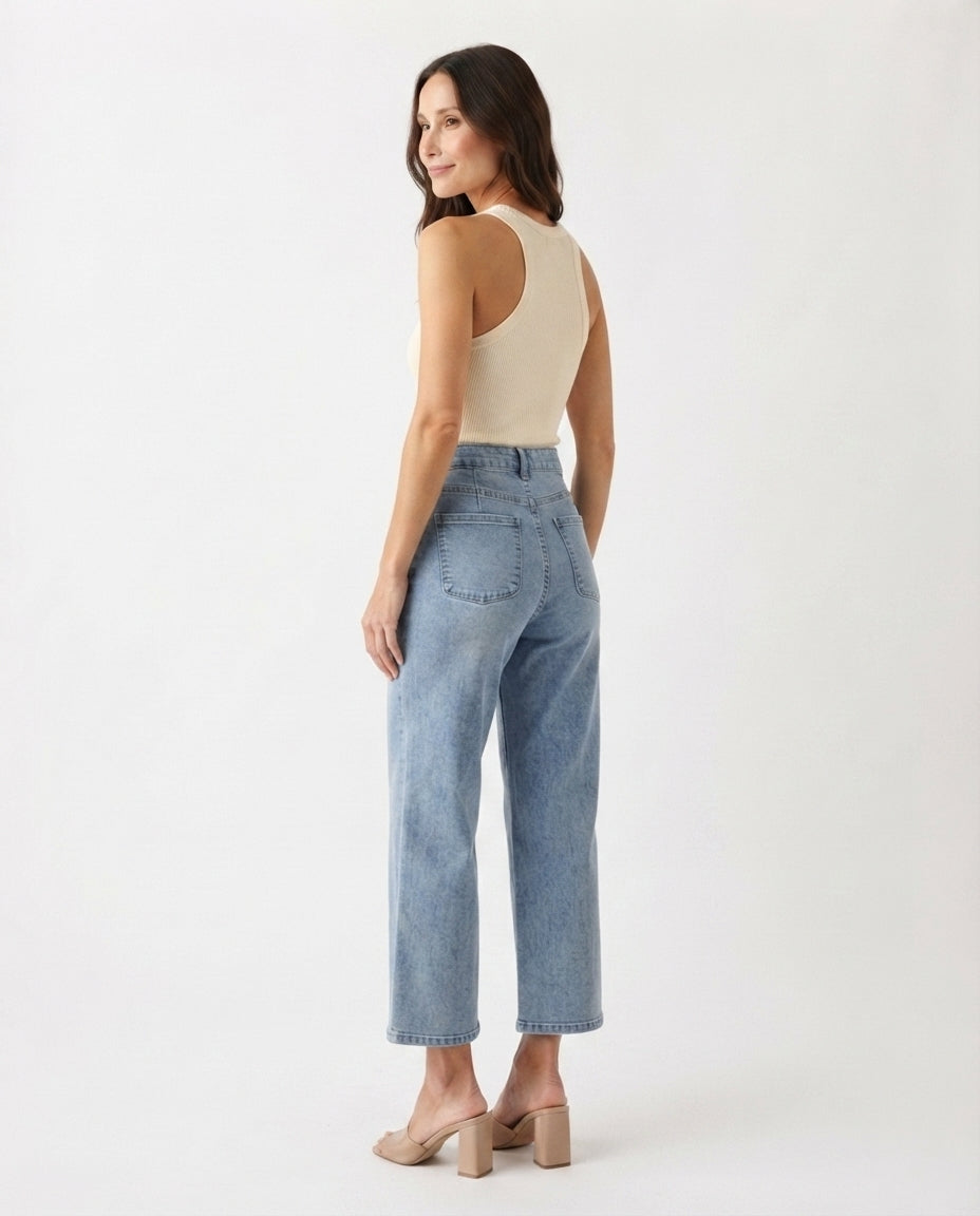 High Waist Button Front Jeans