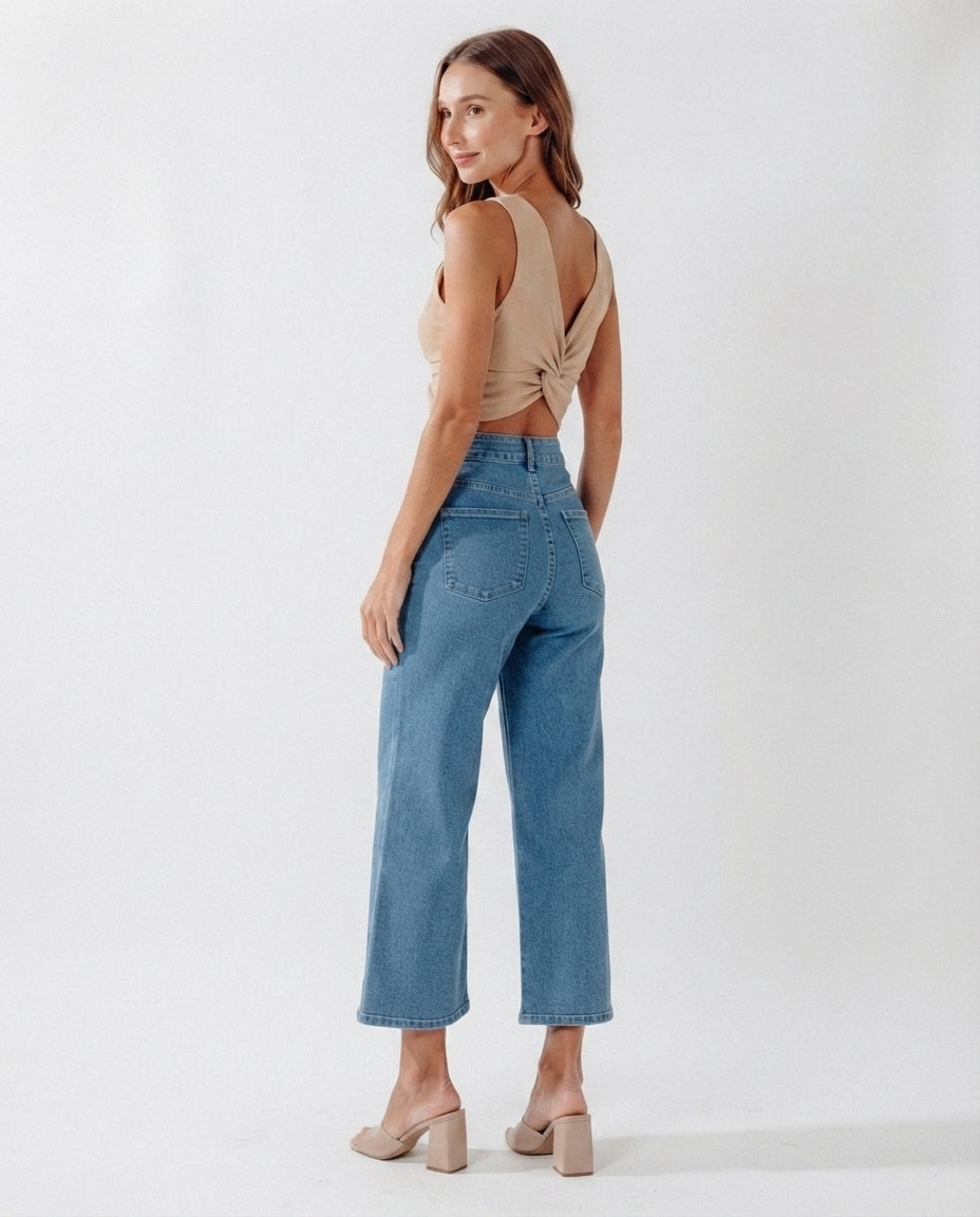 High Waist Button Front Jeans