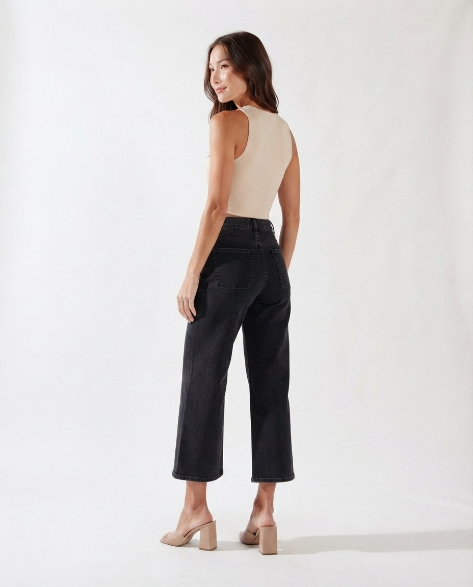 High Waist Button Front Jeans