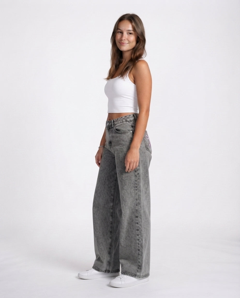 Embroidered Bow Straight Leg Jeans