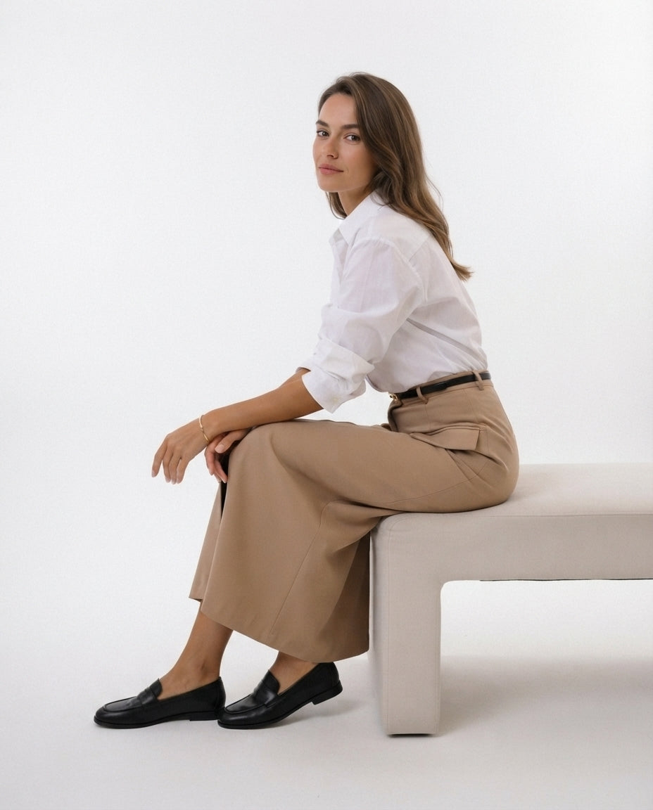 High Waisted Midi Pocket Skirt