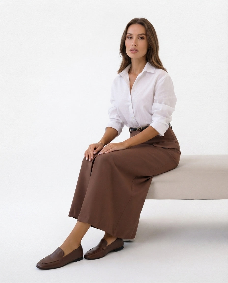 High Waisted Midi Pocket Skirt