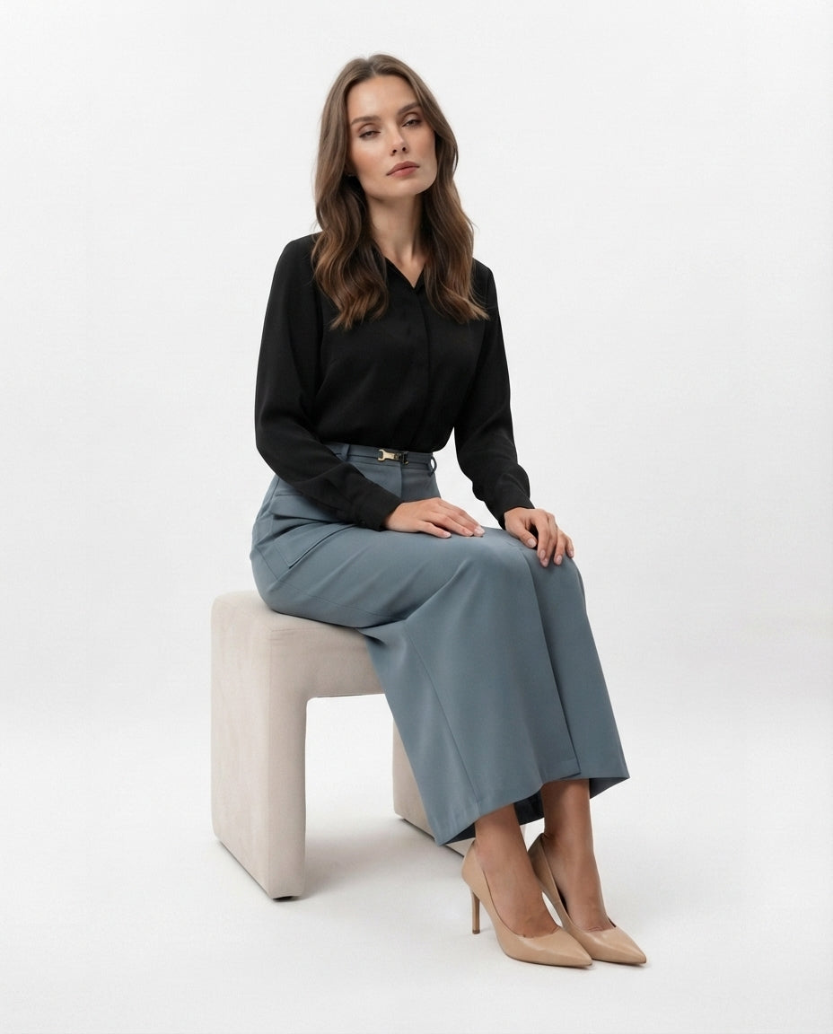High Waisted Midi Pocket Skirt