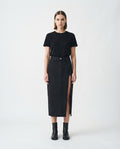 High Slit Midi Denim Skirt