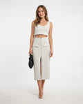 High Waist Zip Midi Skirt